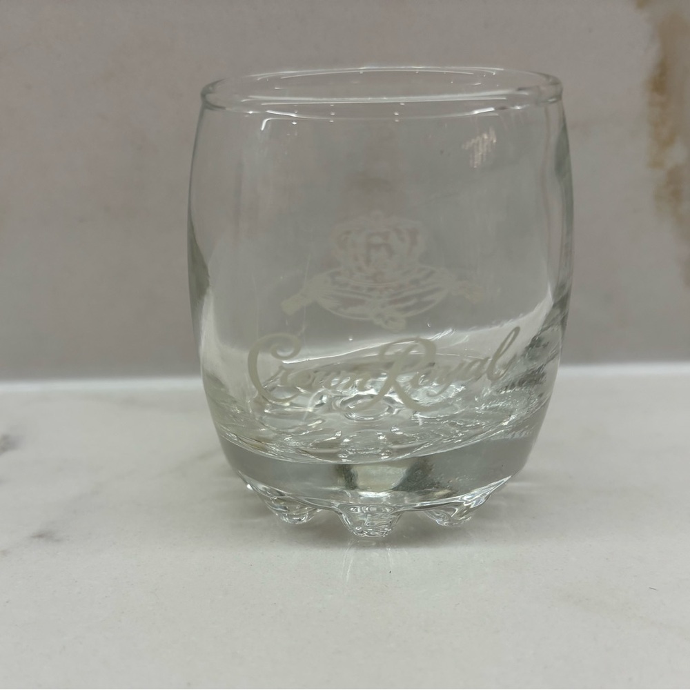 Vintage Crown Royal Etched Glass Shot Glass Collectible 1970s